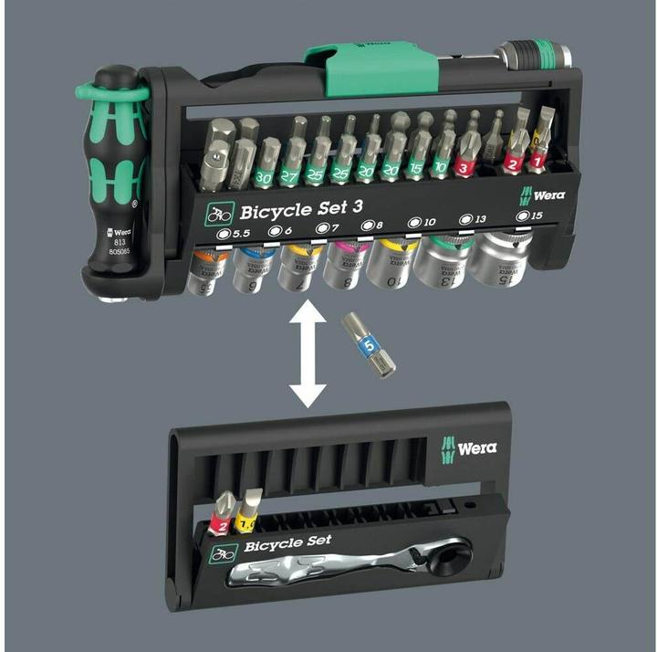 Produktbild Wera Bicycle Set 3 (1/4" x 50, 1 x TX 30x25, 1 x TX 40x25, 1 x TX 25x25, 1x TX 20x25 mm, 1/4" x 25mm, 1 x TX 27 x 25 mm)