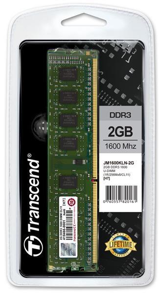 Actual product image Transcend JetRam 256Mx64 DDR3-1600 CL11 (1 x 8GB, 1600 MHz, DDR3-RAM, DIMM)