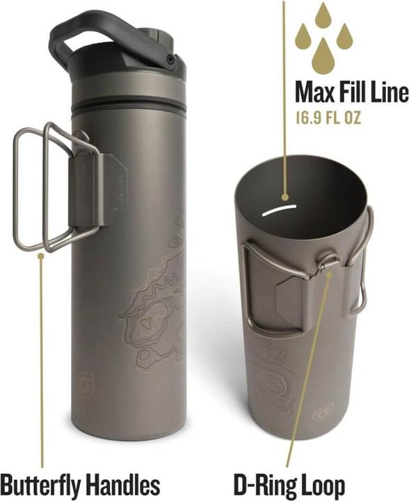 Immagine prodotto Grayl UltraPress Purificatore Bottiglia in titanio color drago d'oliva (0.50 l)