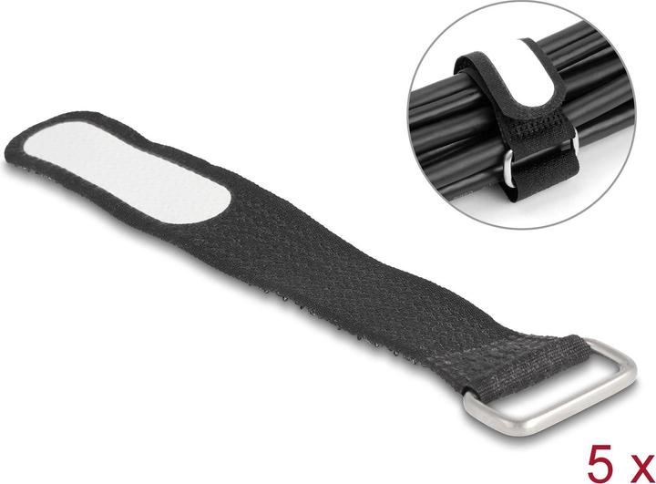 Image du produit Delock Colliers de serrage Velcro Noir 127 mm x 20 mm 5 pièces (Serre-câbles velcro, 127 mm, 5 pcs)