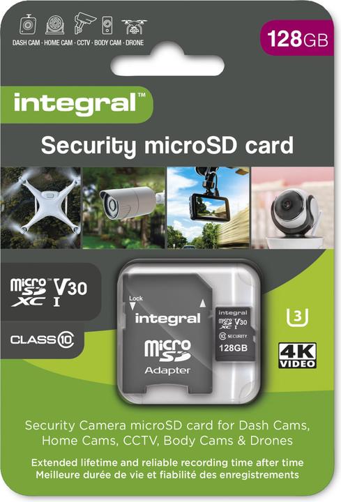 Produktbild Card Security Micro SDHC 128 GB Class 10 UHS-I / U3 A1 V30 (INMSDX128G10-SEC) (128 GB, microSDXC, U3, UHS-I)