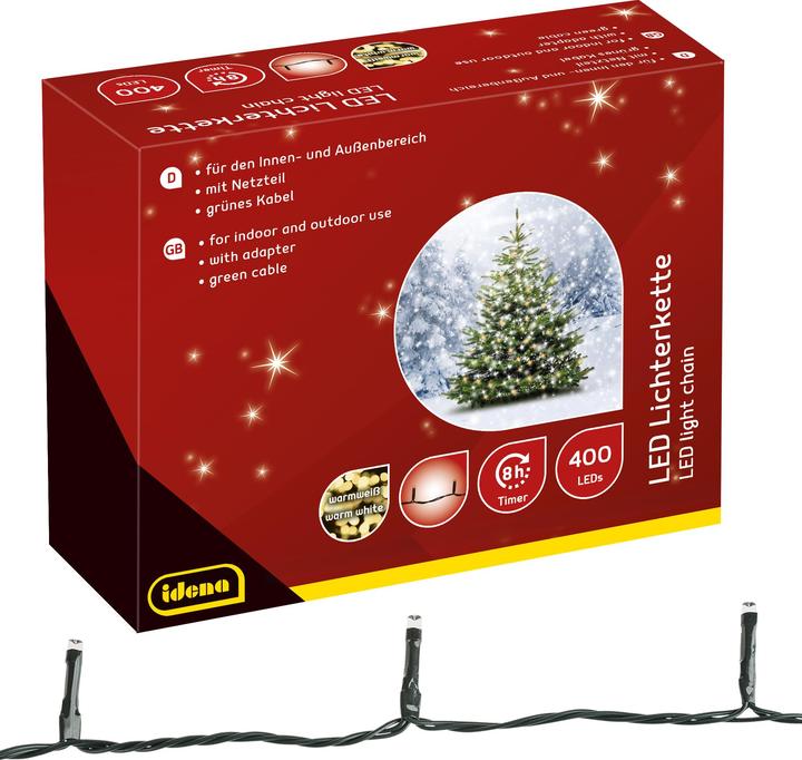 Produktbild Idena LED Lichterkette 400er WW,8h Timer,47,90m (47.90 m)