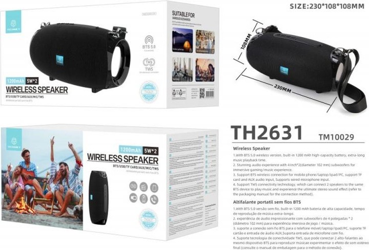 Produktbild Techancy Tragbarer Lautsprecher mit Bluetooth (3 h, Stromversorgung über USB)
