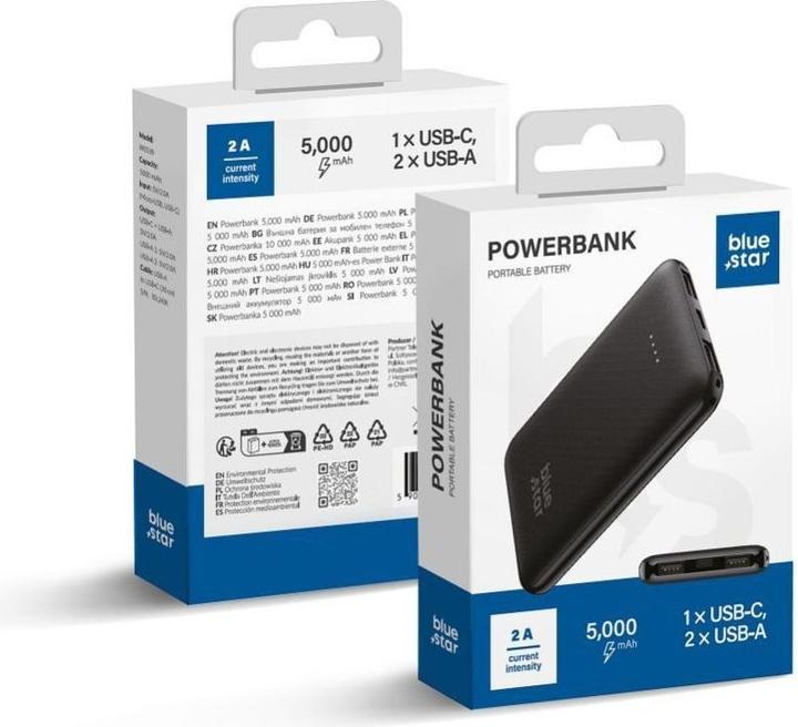 Produktbild Power bank Blue Star BLUE STAR powerbank 5000 mAh 2A W0539 black (5000 mAh)
