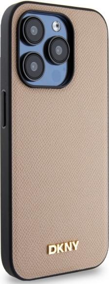 Produktbild DKNY - Leather Hardcase Grained PU Metal Logo MagSafe (DKHMP15LPGHLME) - iPhone 15 Pro - Beige (Apple iPhone 15 Pro)