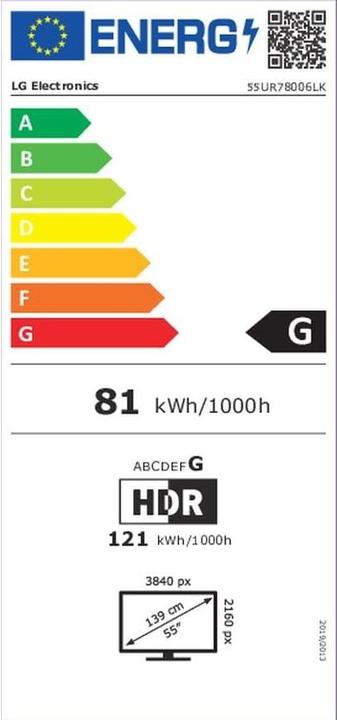 Energie-Label LG 55UR78006LK (55", UR78, LED, 4K, 2023)