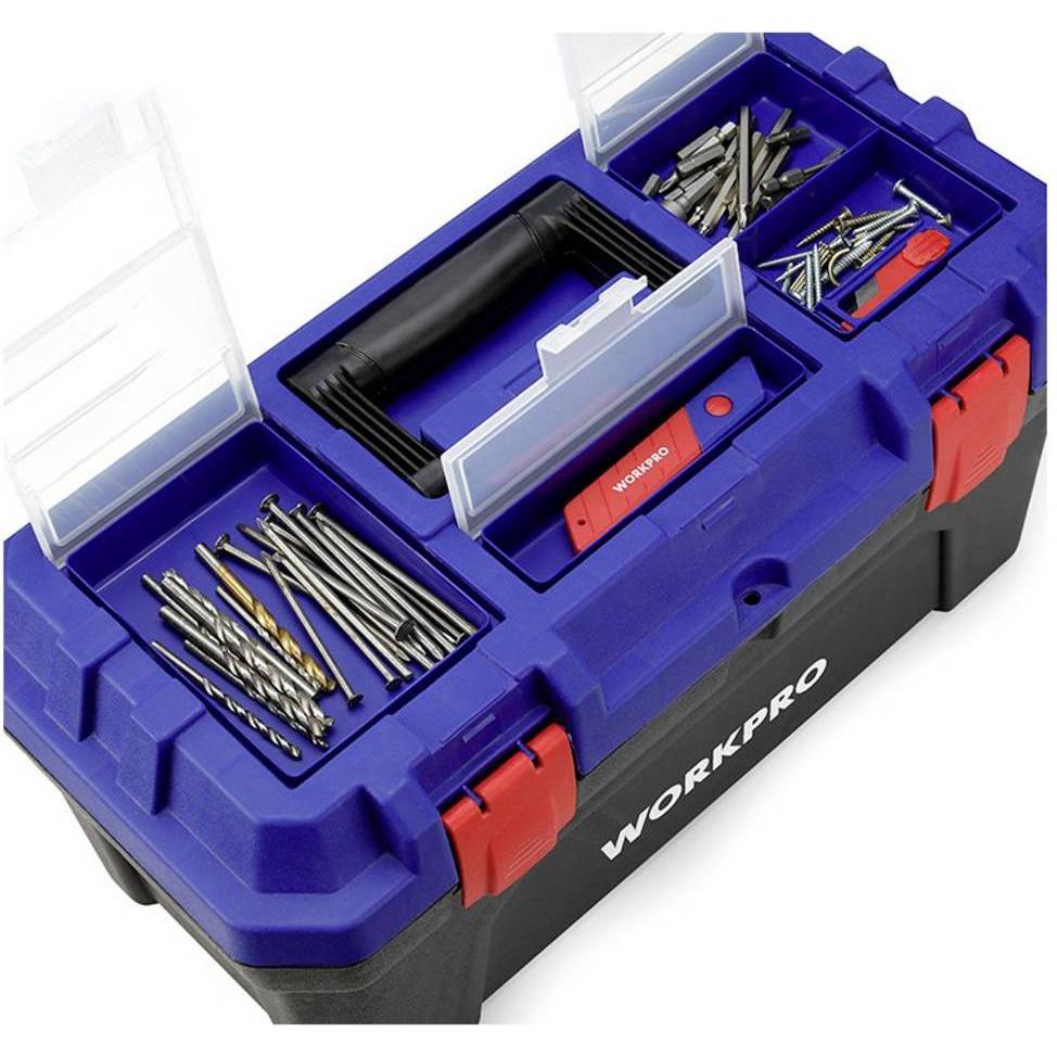 Workpro, Cassetta degli attrezzi, WP283002 507 x 254 x259 mm Werkzeugkasten unbestückt Blau, Schwarz
