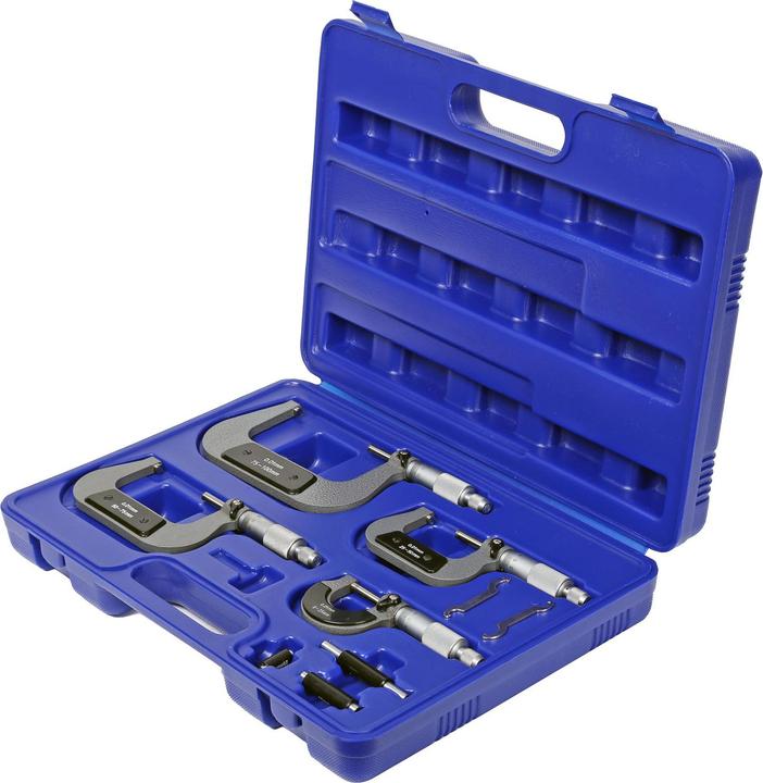 Image du produit Wiltec Jeu 4 Micromètre 0-100mm Vis micrométrique Micromètre extérieur Plage mesure 0,01 mm Haute précision