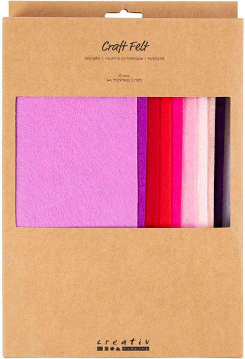 Immagine prodotto Creativ Company Bastelfilz 10 Stück, Sortiert, Lila-Pink, Detailfarbe