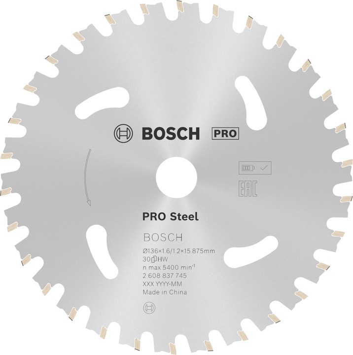 Actual product image Bosch Professional Zubehör PRO Steel cordless circular saw blade, 136 x 1.6 x 15.875 mm