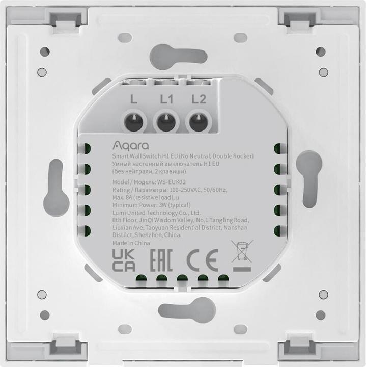 Produktbild Aqara Smart Wall Switch H1 Grau No Neutral, Double Rocker (Zigbee)