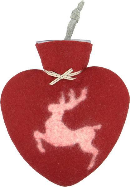 Actual product image Dorothee Lehnen Hot Water Bottle Stag Jump, 0.7l, red (0.70 l, Bed flask with cover)