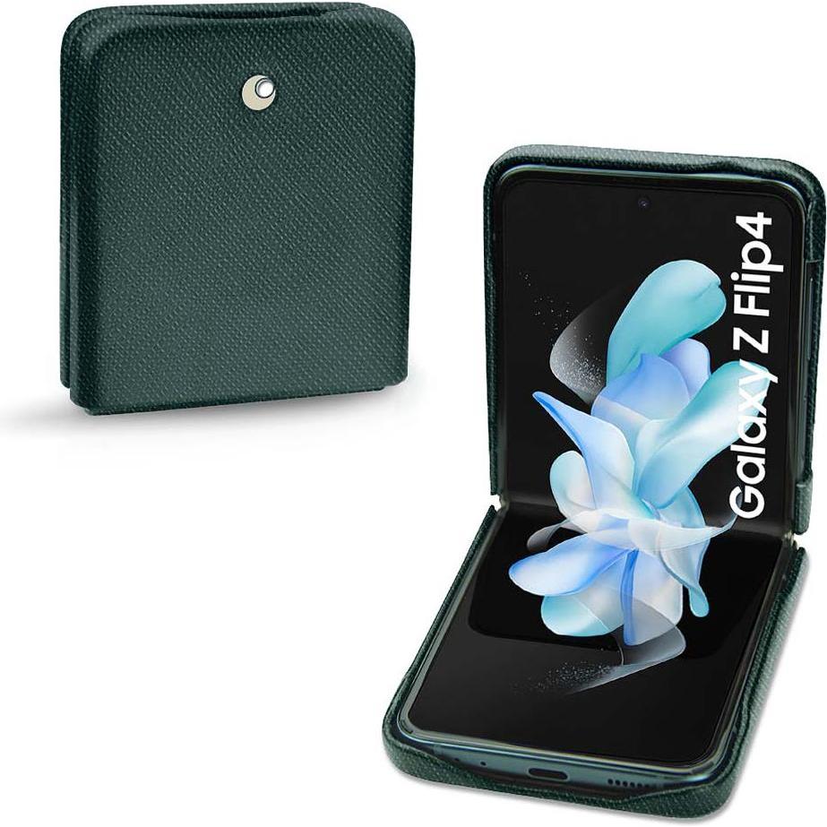 Noreve Lederschutzhülle Samsung Galaxy Z Flip4 (Samsung Galaxy Z Flip4), Smartphone Hülle, Grün