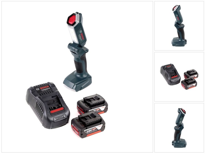 Produktbild Bosch Professional GLI 18V-300 Akku Lampe + 2x GBA 18 V 4,0 Ah Akku + GAL 1880 Ladegerät (300 lm)