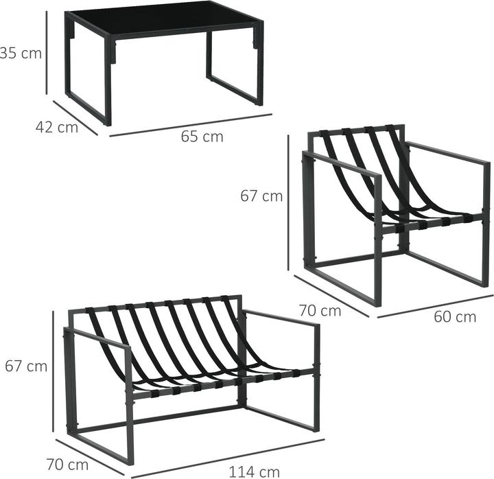 Produktbild Outsunny Gartenmöbel-Set Stahl, Polyester Grau+Beige
