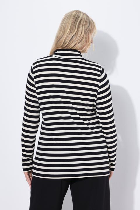 Image du produit Ulla Popken T-shirt slim à col roulé, rayures et manches longues (58)