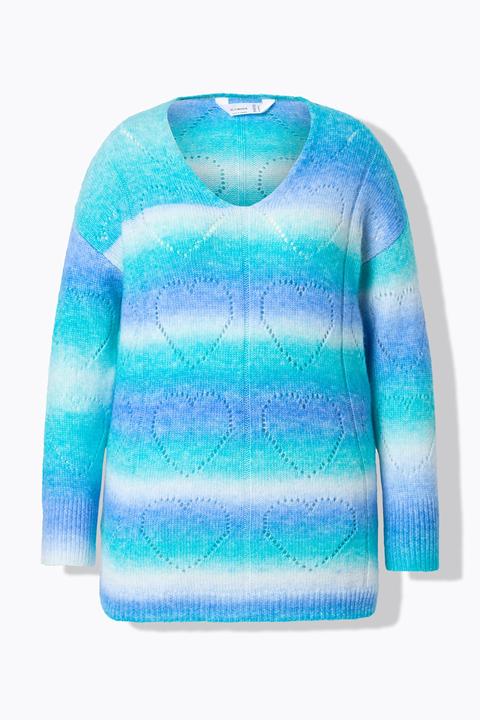 Produktbild Miamoda Pullover, Farbverlauf, Herz-Ajourmuster, V-Ausschnitt, Langarm (44)