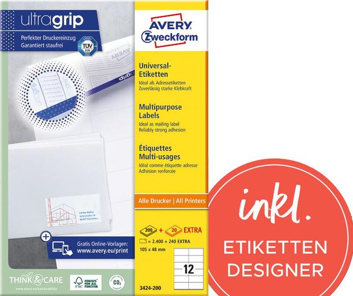 Actual product image Avery Universal labels
