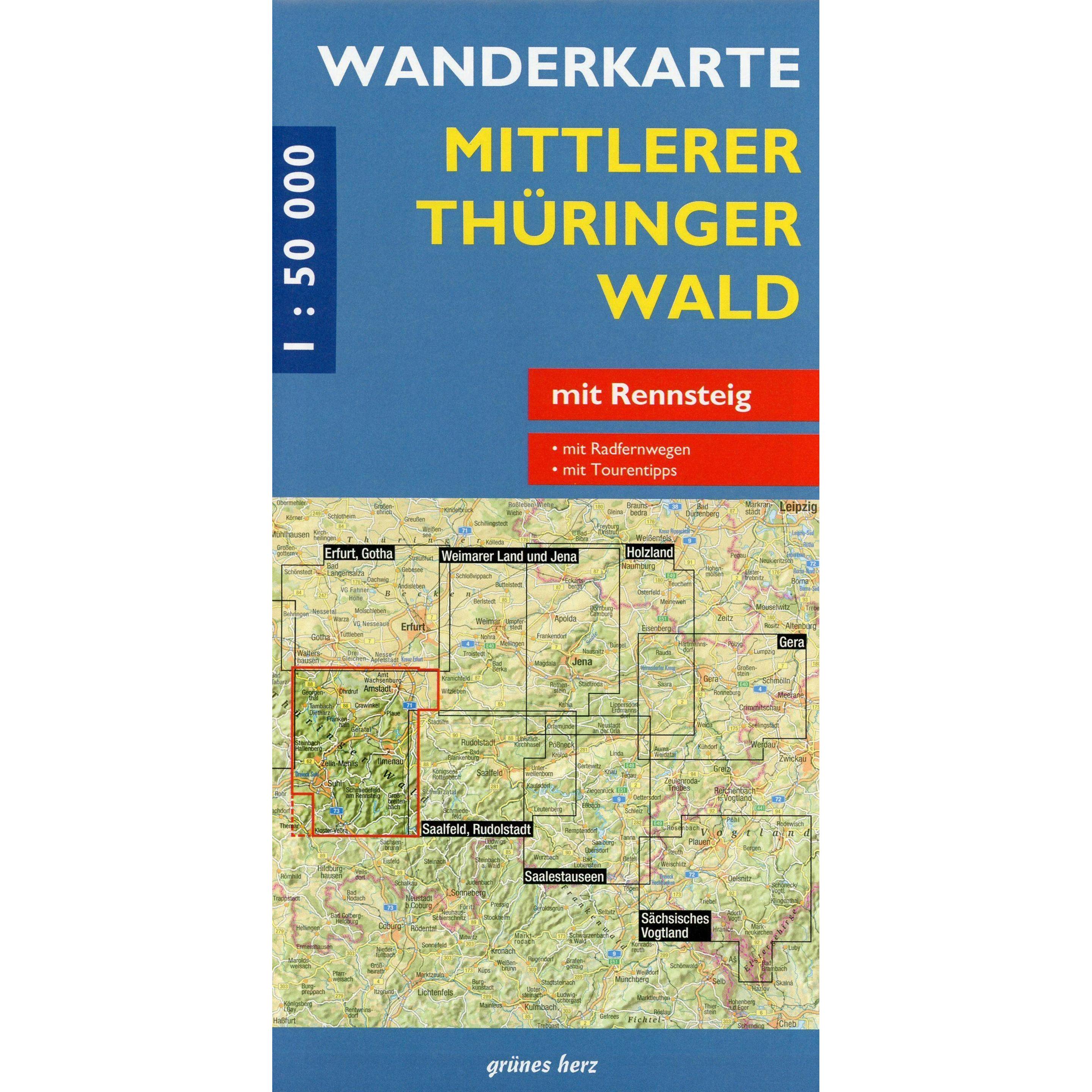 Grünes Herz Mittlerer Thringer Wald 1 : 50 000 Wanderkarte (40475493)