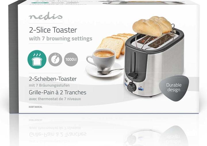 Image du produit Nedis Grille-pain Série Acier inoxydable 2 fentes Niveaux de brunissage : 7 Fonction de décongélation