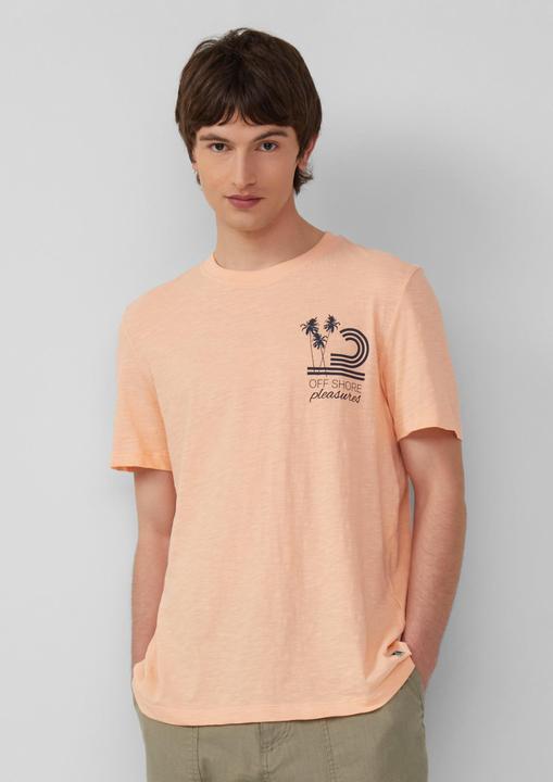 Produktbild S.Oliver T-Shirt Baumwoll-T-Shirt mit Frontprint und Flammgarnstruktur (L)