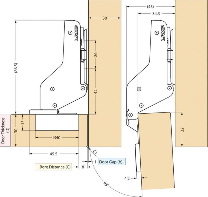 Image du produit Werkstarck Charnière pour charges lourdes, porte encastrée