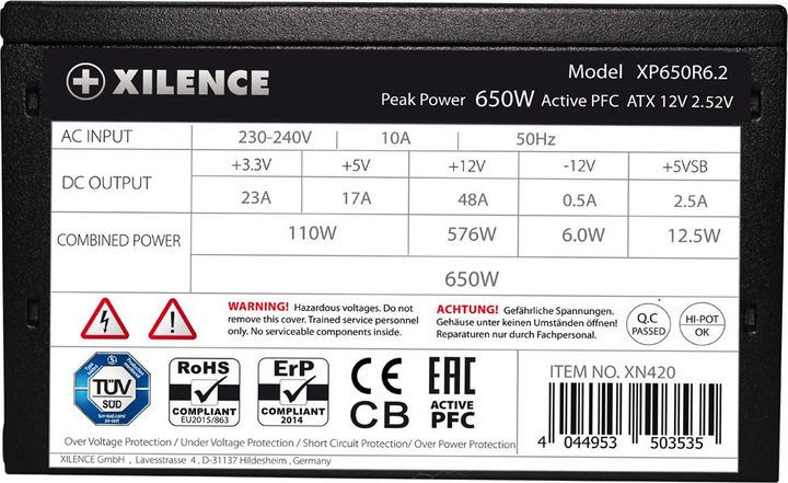 Actual product image Xilence XP650R6.2 (650 W)