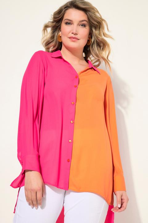 Actual product image Miamoda Long-Sleeve A-Line Color Block Satin Blouse (48)