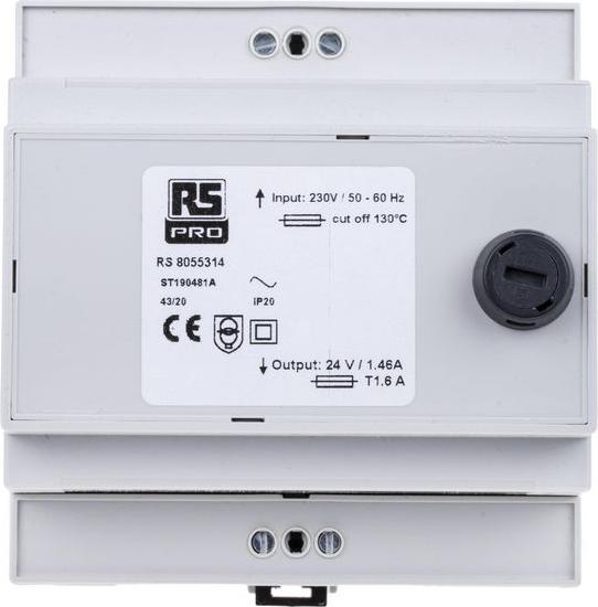 Actual product image Rs Pro Modular DIN-rail Transformer 24Vac 35VA