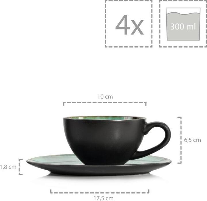 Immagine prodotto Sänger Geschirr Set da caffè in gres Palm Beach, set da caffè per 4 persone (12 Pezzo/i)