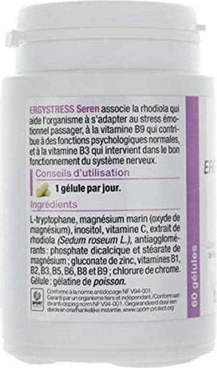 Nutritional values and ingredients Nutergia Vectiséryl (Seren) Gélules (60 Piece, Capsules, 51 g)