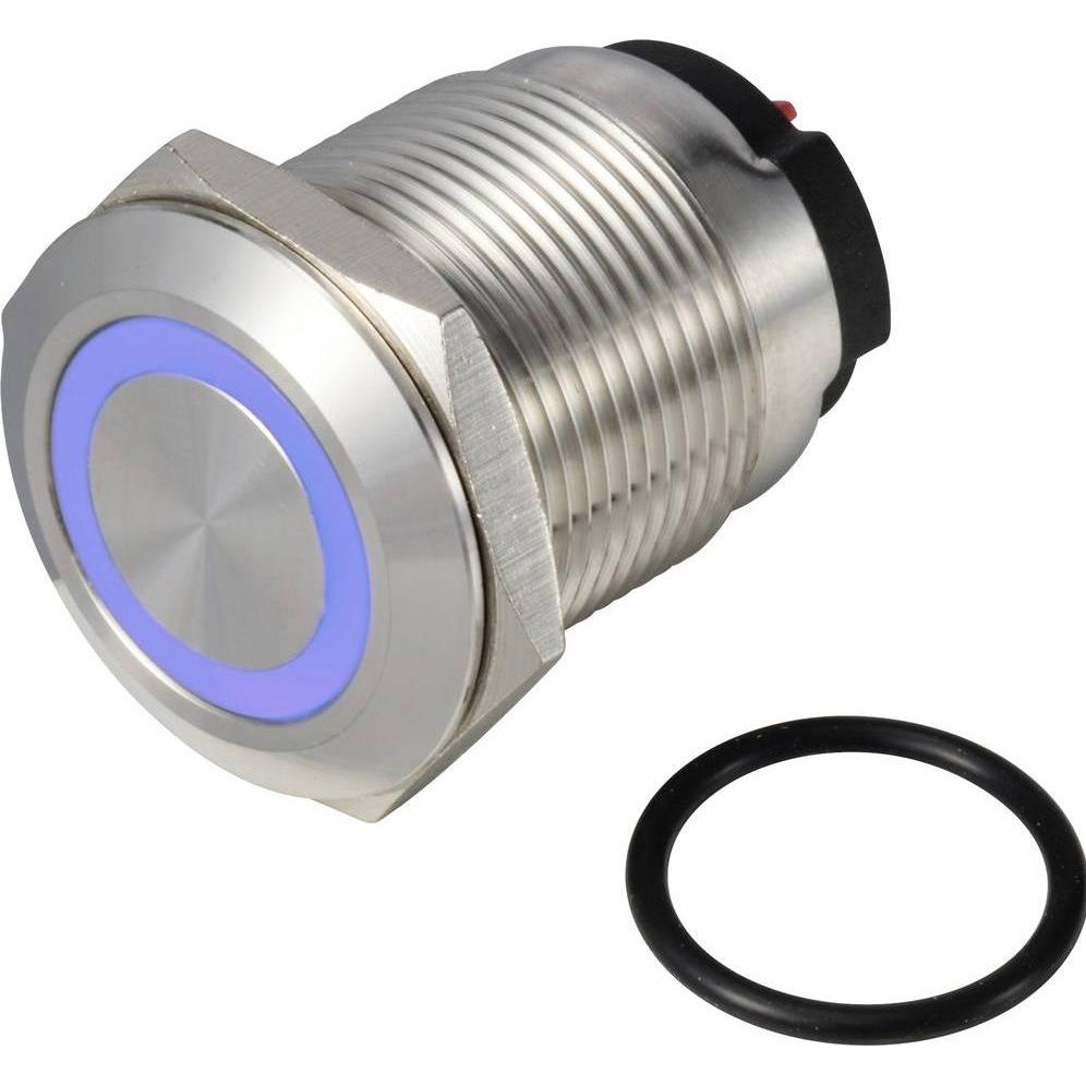 Tru Components TC-13224204 ONPOW6319F-10E/Q/B/12V/S Drucktaster 36 V DC/AC 2 A 1, Taster + Schalter, Blau