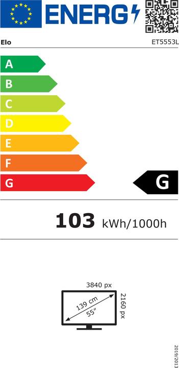 Energy Label ēlo Elo 5553L - LED monitor - 139.7 cm (55") - open frame (3840 x 2160 Pixels, 54.60")