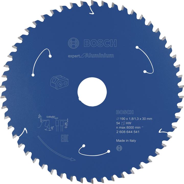 Bosch Professional Zubehör Lama circolare a batteria Expert per alluminio, 190 x 1,8/1,3 x 30, 54 denti