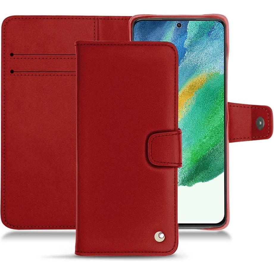 Noreve Lederschutzhülle Wallet (Samsung Galaxy S21 FE), Smartphone Hülle, Rot