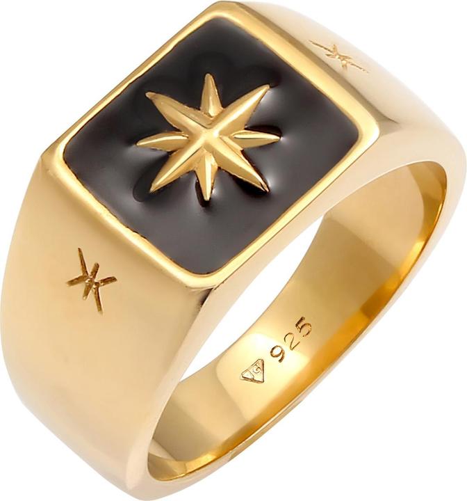 Image du produit Kuzzoi Bague homme sceau émail étoile de base 925 argent (56, Argent 925)