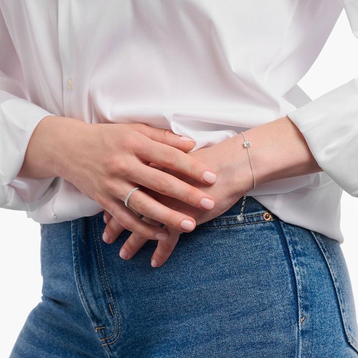 Produktbild Thomas Sabo Ring in zartem Design mit weissen Steinen (58, 925 Silber)