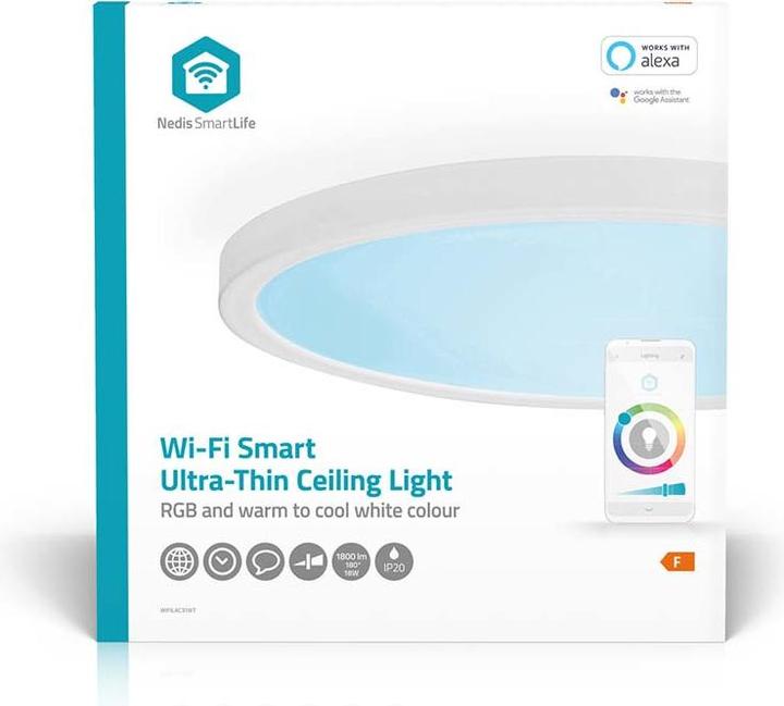 Image du produit Nedis SmartLife Plafonnier | Rond | 29 x 29 cm | Blanc chaud à blanc froid | Pleine couleur (RGB) | 1800 (1800 lm, E27)