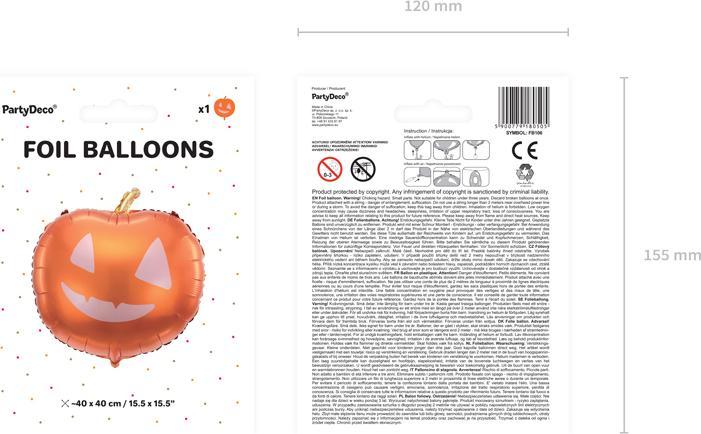 Immagine prodotto Partydeco Palloncino in foil - Zucca (40 cm) (1 x)