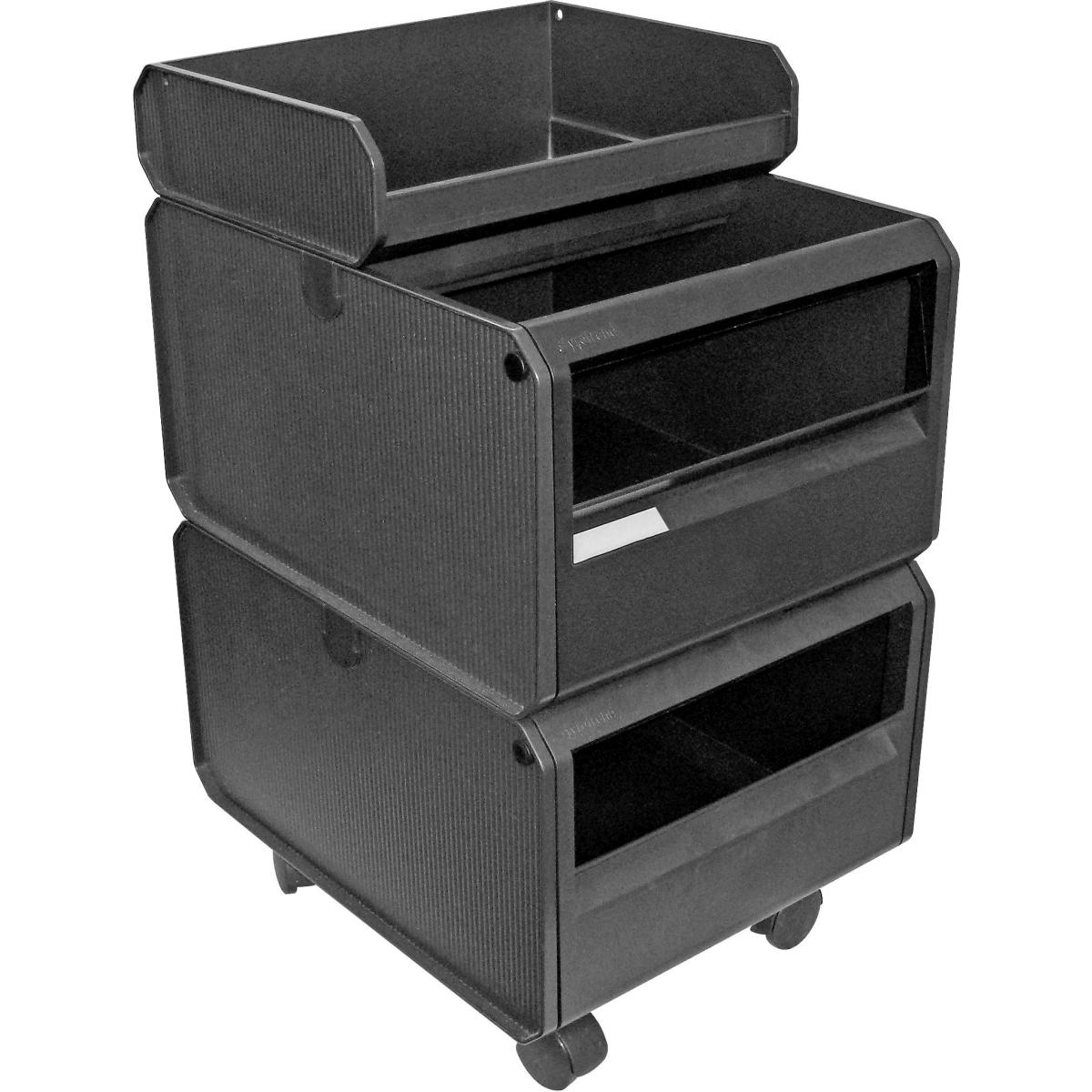 Styro Abfallbehälter styrotrend Rollboy 2 Behälter + Nasseinsatz (o. Deckel) anthrazit, Abfalleimer, Grau