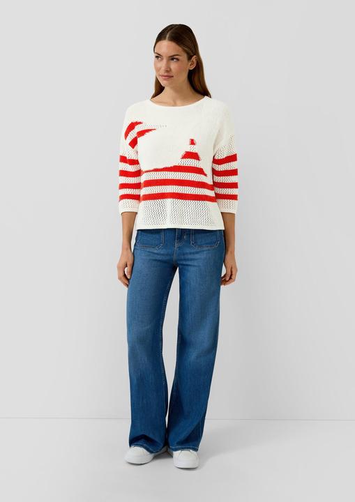 Produktbild s.Oliver Strickpullover Gestreifter Wollmix-Pullover im Relaxed Fit mit U-Boot-Ausschnitt (32)