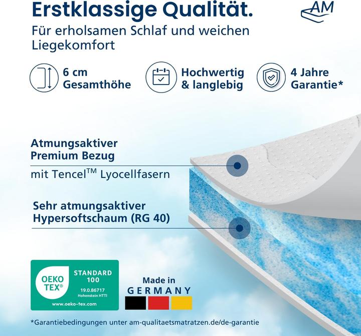 Image du produit AM Qualitätsmatratzen Kühlender Matratzentopper für den Sommer (150 x 200 cm)