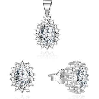 Beneto, Schmuck Set, Silver Jewelry Set with Zircons AGSET159 (Pendant, Earrings)