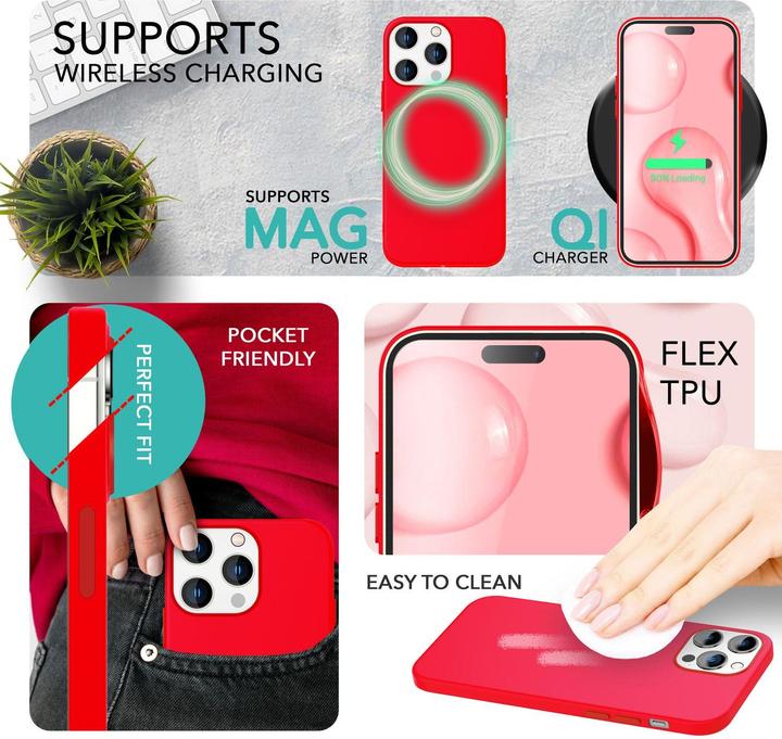 Produktbild Nalia Liquid Silikon Hülle mit MagSafe Funktion & 2x Display Schutzglas (Apple iPhone 14 Pro)