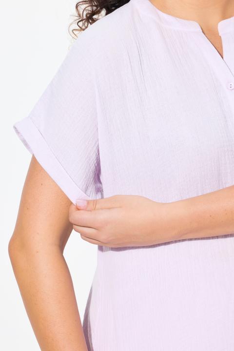 Produktbild Ulla Popken Musselin-Bluse, Oversized, Tunika-Ausschnitt, Halbarm (46, 48)