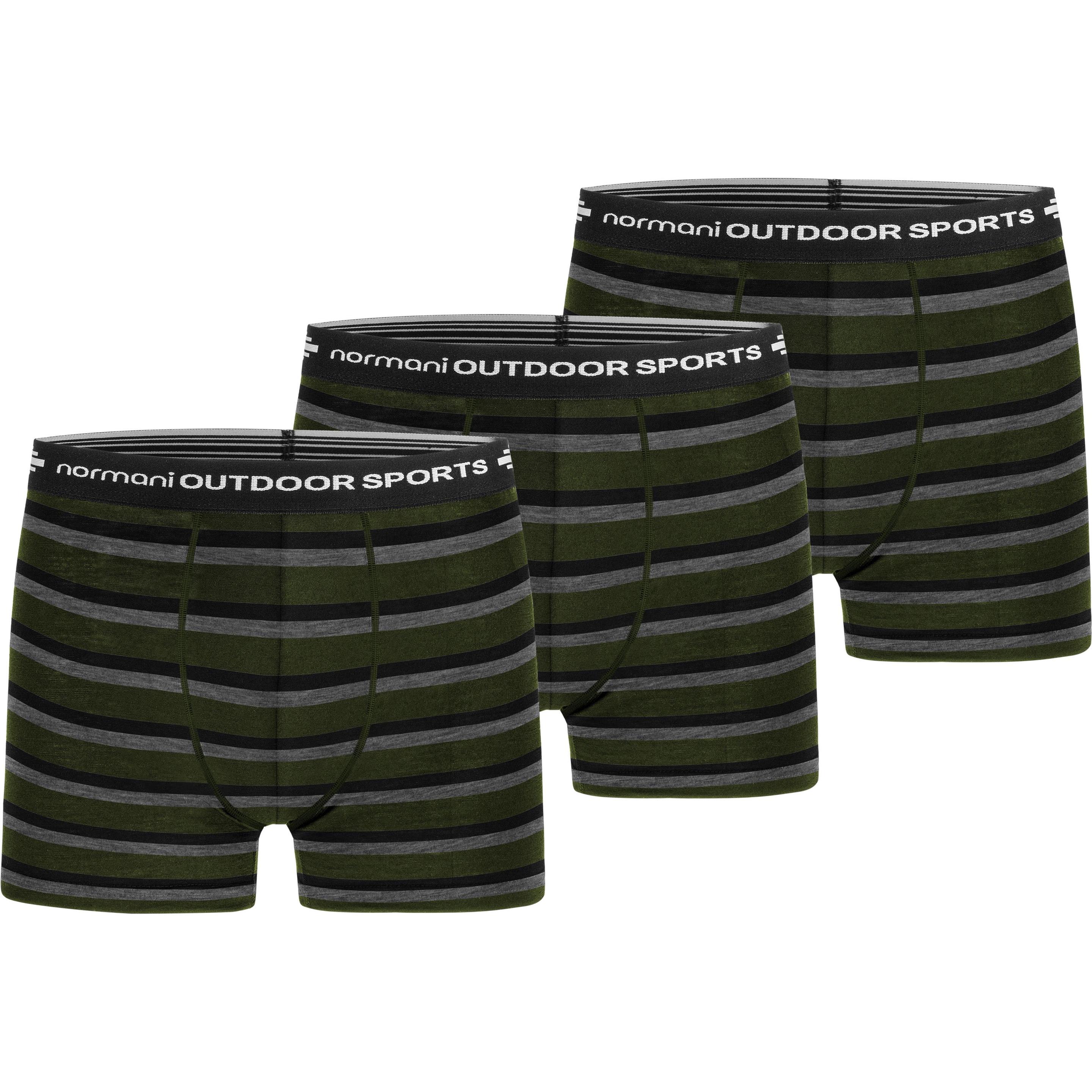 Normani, Herren, Unterhosen, 3er Pack Herren Merino Boxershorts Unterhose - 7694, Grün, (L, 3er Pack)
