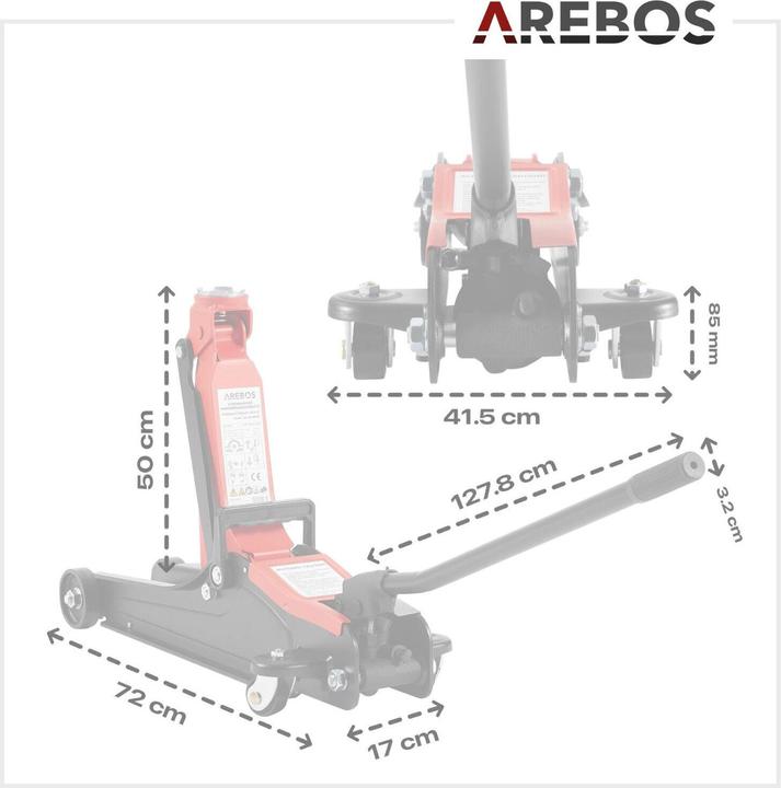 Image du produit Arebos 2t Hydraulischer Rangierwagenheber mit Gummiauflagen