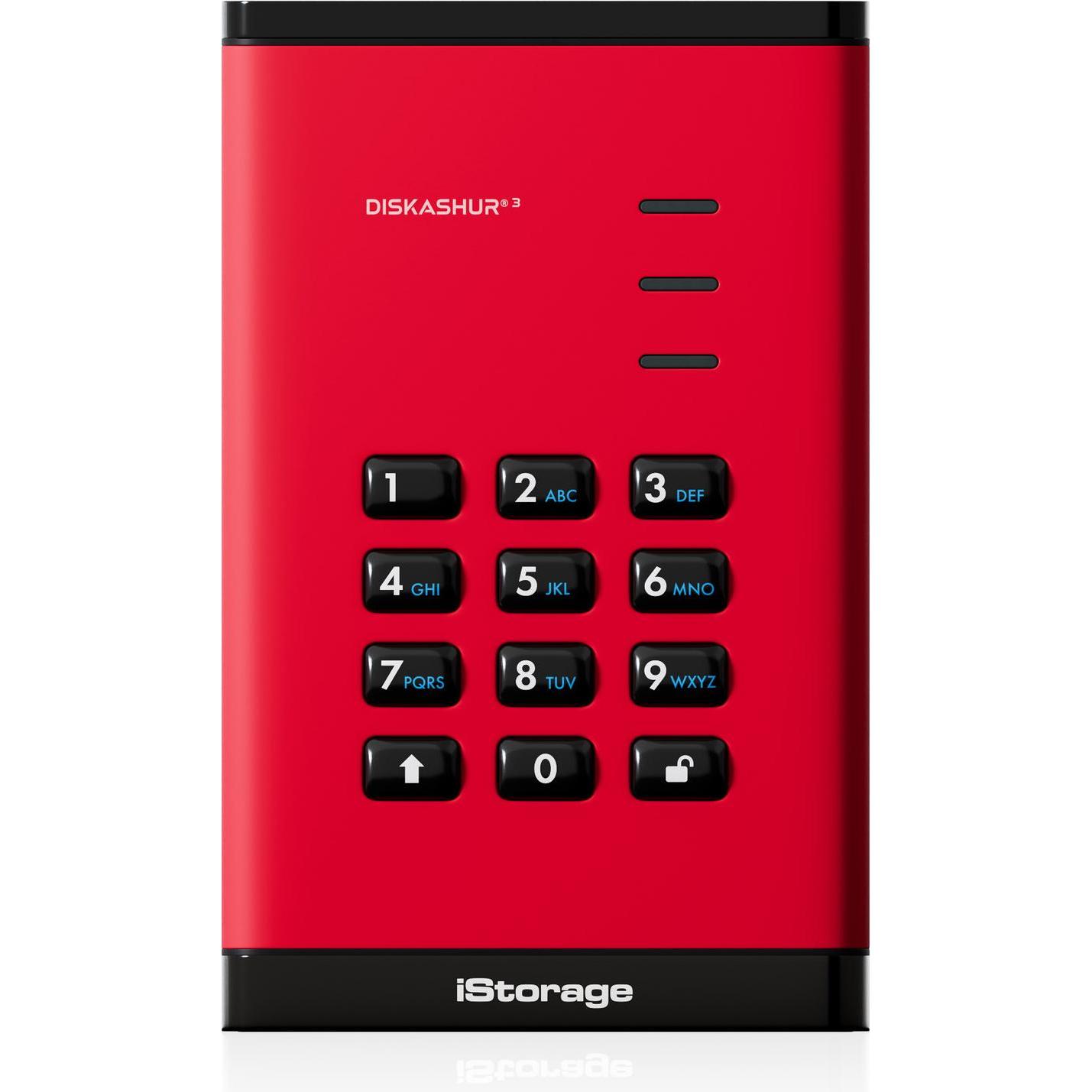 iStorage diskAshur3 HDD 5TB - Red (5 TB), Externe Festplatte, Rot