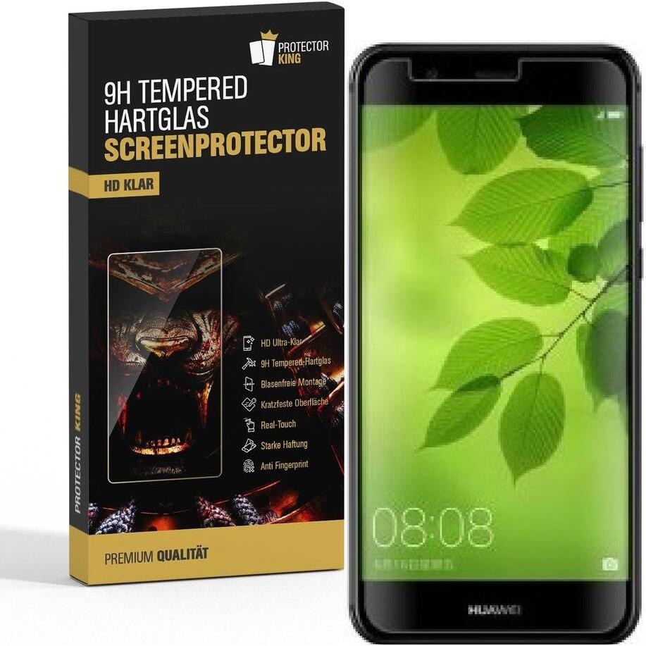 Protectorking 2x echtes Tempered 9H Panzerhartglas 3D KLAR (2 Stück, Huawei Nova 2 Plus), Smartphone Schutzfolie