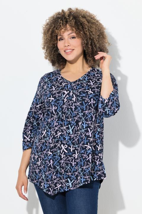 Immagine prodotto Ulla Popken Maglia dal taglio svasato con pieghe decorative, scollo a V e maniche a 3/4 (62)